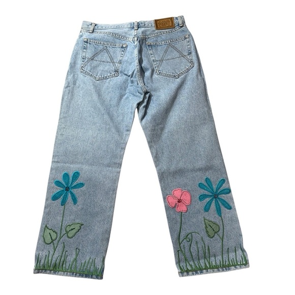 ABS by Allen Schwartz Vintage 100% Cotton Button Fly Embroidered Jeans Size 10 - Picture 3 of 12